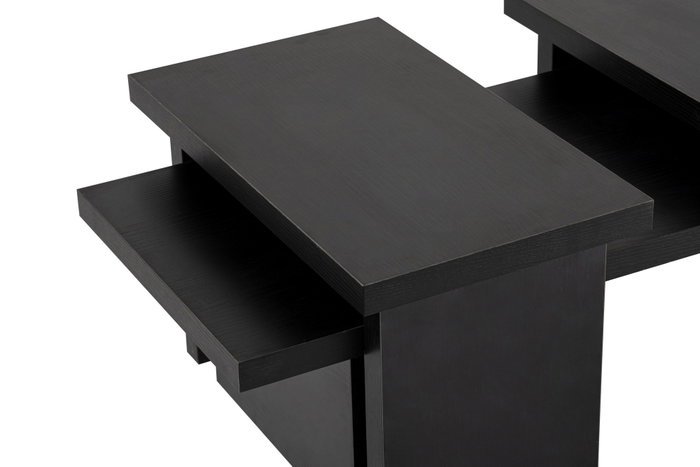 Nordure Mesa de Café Madera Negra 110x30x45 cm Mesa Pequeña 25x39.3x60 cm Tablero Melamina